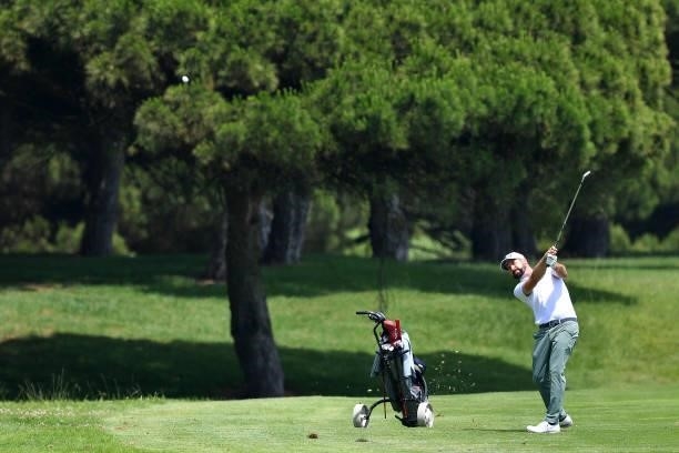 Matthew Baldwin of England plays his second shot on the fifth hole during Day Two of the Challenge de Cadiz at Iberostar Real Club de Golf Novo...