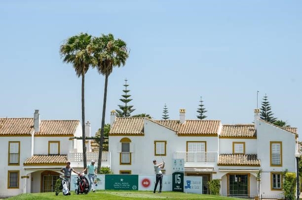 Daniel Gavins of Great Britain tees off on the fifteen hole during Day Two of the Challenge de Cadiz at Iberostar Real Club de Golf Novo Sancti Petri...