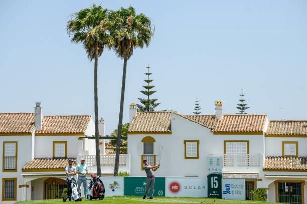 Adam Sagar of Great Britain tees off on the fifteen hole during Day Two of the Challenge de Cadiz at Iberostar Real Club de Golf Novo Sancti Petri on...