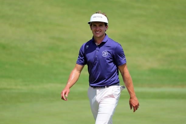 James Nicholas smiles for the camera on the ninth hole during the second round of the BMW Charity Pro-Am presented by Synnex Corporation at the...