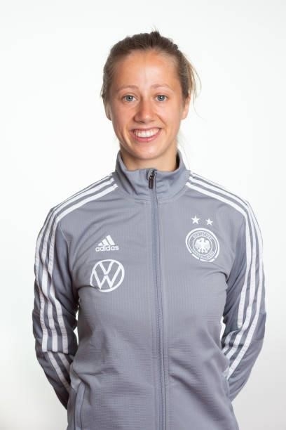 Ricarda Kreutter poses during the photo session of DFB U15-Junior Girls at Sportschule Bitburg on June 11, 2021 in Bitburg, Germany.
