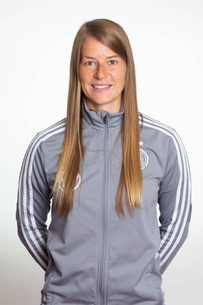 Marie-Louise Eta poses during the photo session of DFB U15-Junior Girls at Sportschule Bitburg on June 11, 2021 in Bitburg, Germany.