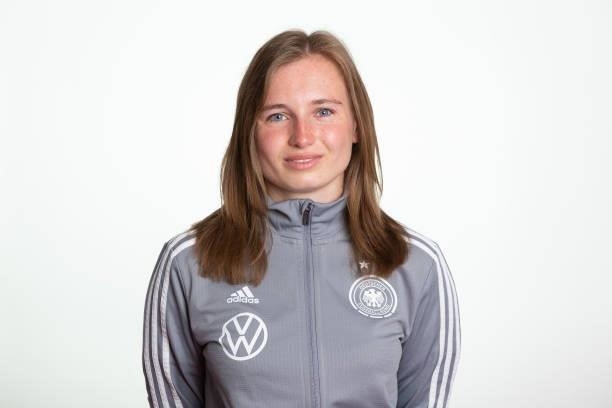 Sabrina Fischer poses during the photo session of DFB U15-Junior Girls at Sportschule Bitburg on June 11, 2021 in Bitburg, Germany.