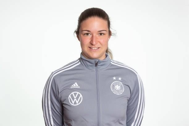 Fiona Rueckert poses during the photo session of DFB U15-Junior Girls at Sportschule Bitburg on June 11, 2021 in Bitburg, Germany.