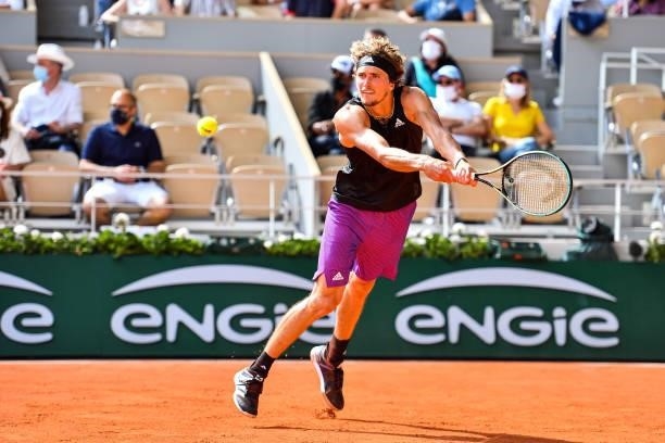 Alexander ZVEREV of Germany during the ninth round of Roland Garros at Roland Garros on June 11, 2021 in Paris, France.