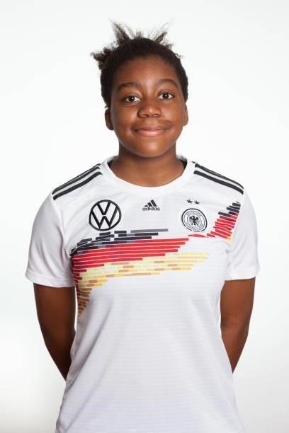 Franzisca Bachmann poses during the photo session of DFB U15-Junior Girls at Sportschule Bitburg on June 11, 2021 in Bitburg, Germany.