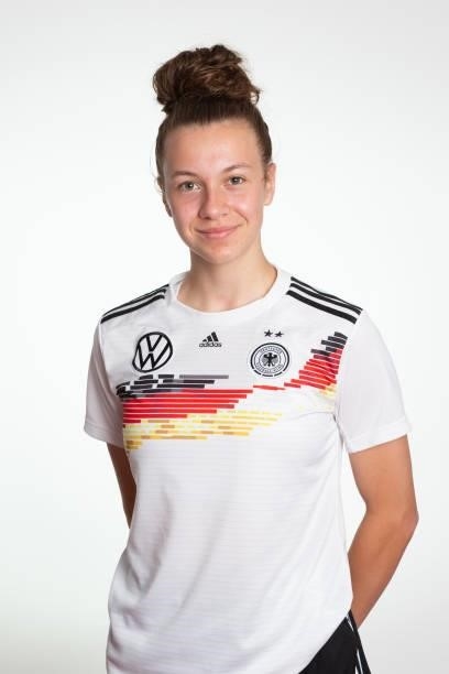 Anja Zollner poses during the photo session of DFB U15-Junior Girls at Sportschule Bitburg on June 11, 2021 in Bitburg, Germany.
