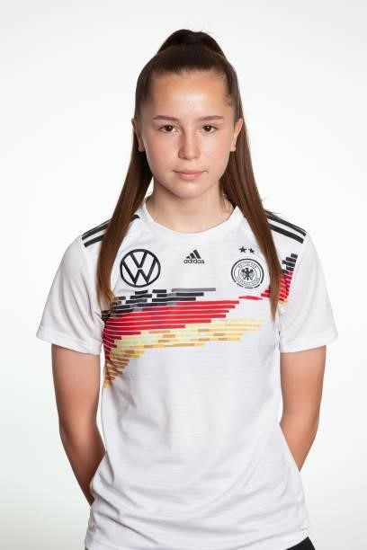 Laila Portella poses during the photo session of DFB U15-Junior Girls at Sportschule Bitburg on June 11, 2021 in Bitburg, Germany.