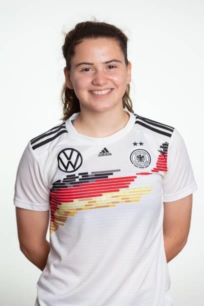 Georgia Stanti poses during the photo session of DFB U15-Junior Girls at Sportschule Bitburg on June 11, 2021 in Bitburg, Germany.