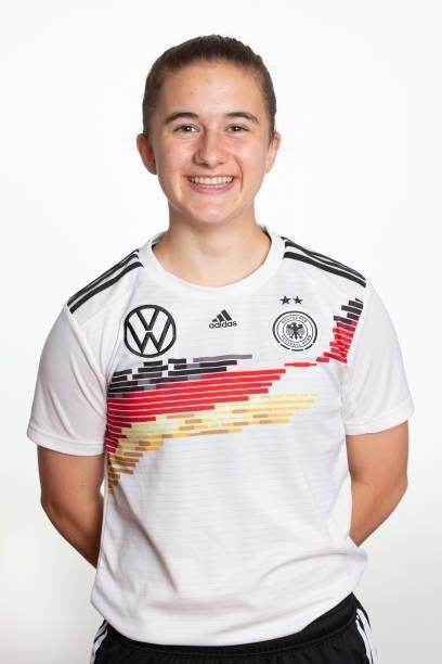 Marina Scholz poses during the photo session of DFB U15-Junior Girls at Sportschule Bitburg on June 11, 2021 in Bitburg, Germany.