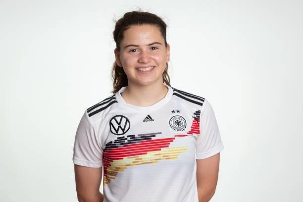 Georgia Stanti poses during the photo session of DFB U15-Junior Girls at Sportschule Bitburg on June 11, 2021 in Bitburg, Germany.