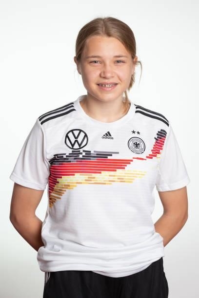 Katharina Mecik poses during the photo session of DFB U15-Junior Girls at Sportschule Bitburg on June 11, 2021 in Bitburg, Germany.