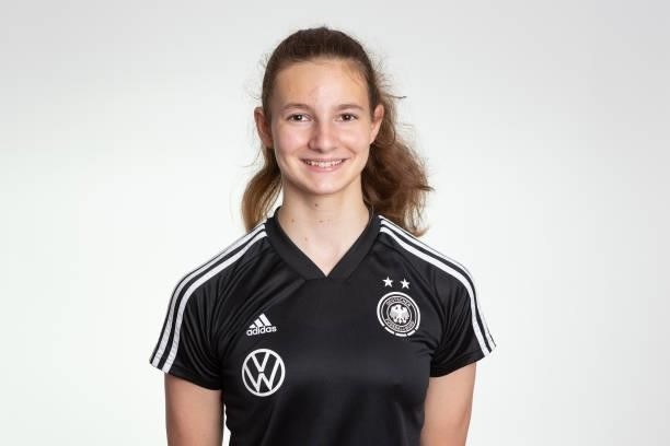 Sina Toelzel poses during the photo session of DFB U15-Junior Girls at Sportschule Bitburg on June 11, 2021 in Bitburg, Germany.