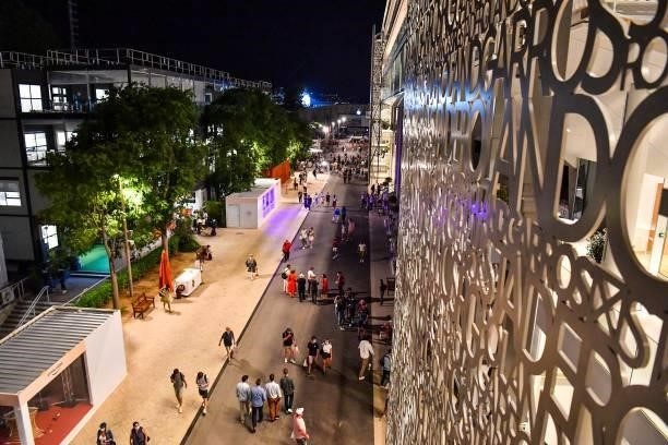 Spectators leave Roland Garros because of the curfew after the ninth round of Roland Garros at Roland Garros on June 11, 2021 in Paris, France.