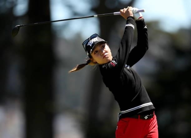 Lydia Ko of New Zealand hits a shot on the 7th hole during the second round of the LPGA Mediheal Championship at Lake Merced Golf Club on June 11,...