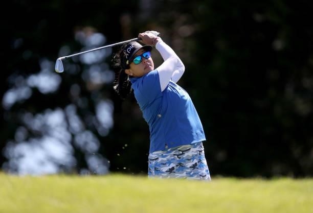 Jane Park of the United States hits a shot on the 3rd hole during the second round of the LPGA Mediheal Championship at Lake Merced Golf Club on June...
