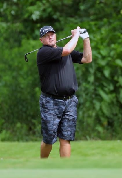 Roger Clemens hits a shot on the 12th hole during the second round of the BMW Charity Pro-Am presented by Synnex Corporation at the Thornblade Club...