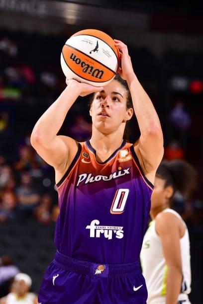 Kia Nurse of the Phoenix Mercury shoots a free throw against the Dallas Wings on June 11, 2021 at Phoenix Suns Arena in Phoenix, Arizona. NOTE TO...