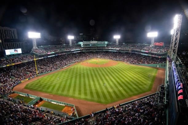 General view during a game between the Boston Red Sox and the Toronto Blue Jays at Fenway Park on June 11, 2021 in Boston, Massachusetts.