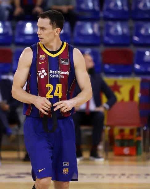 Kyle Kuric of FC Barcelona looks on during the Liga ACB match between FC Barcelona and Tenerife on June 11, 2021 in Barcelona, Spain.