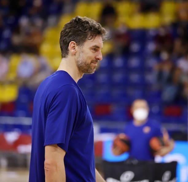 Pau Gasol of FC Barcelona looks on during the Liga ACB match between FC Barcelona and Tenerife on June 11, 2021 in Barcelona, Spain.