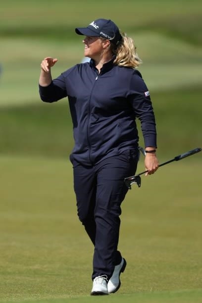 Caroline Hedwall of Sweden reacts on the 9th hole during the third round of The Scandinavian Mixed Hosted by Henrik and Annika at Vallda Golf &...