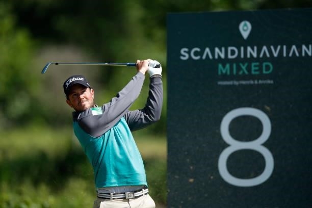 Rhys Enoch of Wales tees off on the 8th hole during the third round of The Scandinavian Mixed Hosted by Henrik and Annika at Vallda Golf & Country...