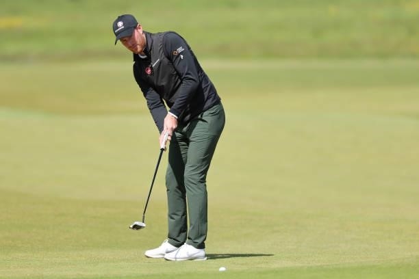 Will Besseling of the Netherlands putts on the 9th hole during the third round of The Scandinavian Mixed Hosted by Henrik and Annika at Vallda Golf &...