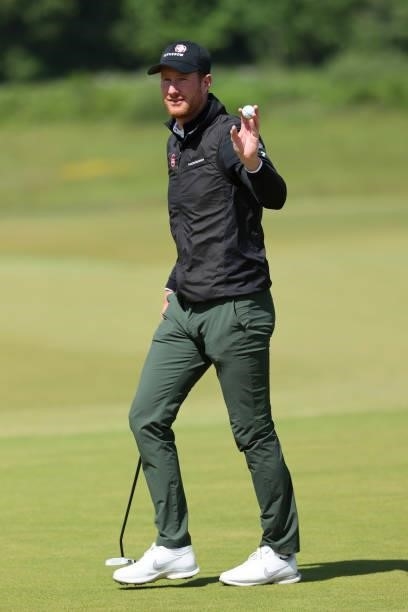 Will Besseling of the Netherlands acknowledges the crowd on the 9th hole during the third round of The Scandinavian Mixed Hosted by Henrik and Annika...