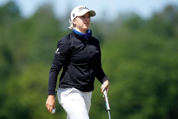 Stephanie Kyriacou of Australia walks off the 18th green during the third round of The Scandinavian Mixed Hosted by Henrik and Annika at Vallda Golf...