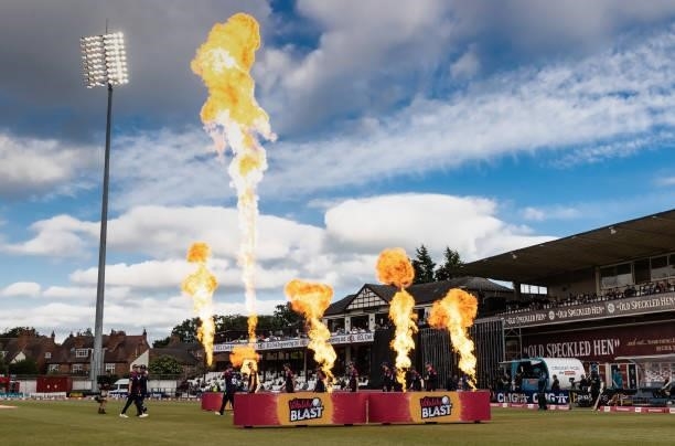 The players take to the pitch during the Vitality T20 Blast match between Northamptonshire Steelbacks and Worcestershire Rapids at The County Ground...