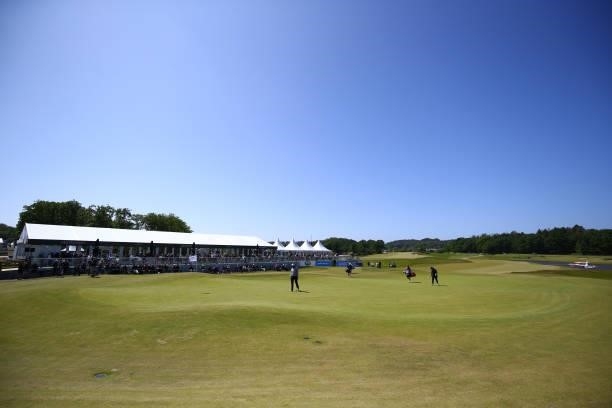 General View of the 18th green during the third round of The Scandinavian Mixed Hosted by Henrik and Annika at Vallda Golf & Country Club on June 12,...
