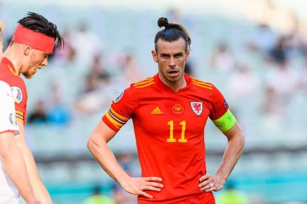 Gareth Bale of Wales walks in the field during the UEFA Euro 2020 Championship Group A match between Wales and Switzerland on June 12, 2021 in Baku,...