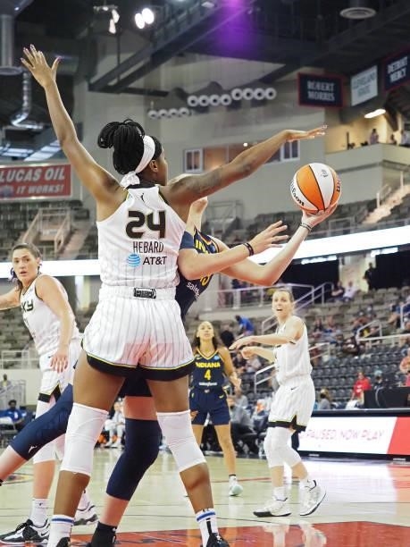Ruthy Hebard of the Chicago Sky plays defense against the Indiana Fever on June 12, 2021 at Bankers Life Fieldhouse in Indianapolis, Indiana. NOTE TO...