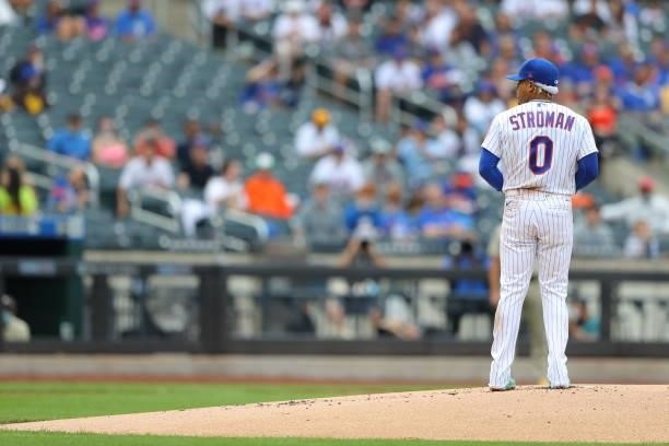 Marcus Stroman of the New York Mets pitches during the game between the San Diego Padres and the New York Mets at Citi Field on Saturday, June 12,...
