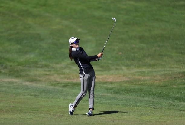 Jennifer Song of the United States hits from the 4th hole during the round three of the LPGA Mediheal Championship at Lake Merced Golf Club on June...