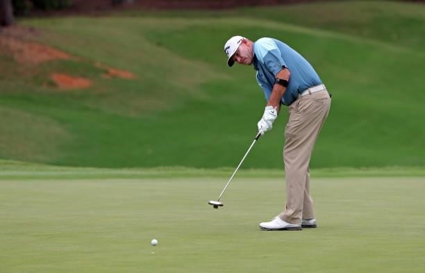 Tommy Gainey putts on the third hole during the third round of the BMW Charity Pro-Am presented by Synnex Corporation at the Thornblade Club on June...