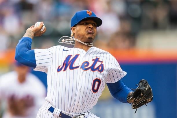 Marcus Stroman of the New York Mets pitches in the second inning at Citi Field on June 12, 2021 in the Queens borough of New York City.