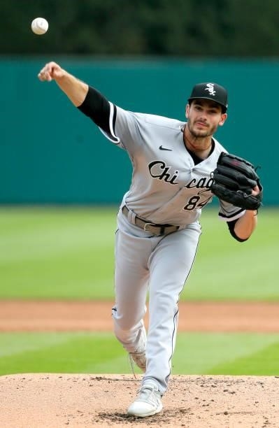 Dylan Cease of the Chicago White Sox pitches against the Detroit Tigers during the first inning at Comerica Park on June 12 in Detroit, Michigan.