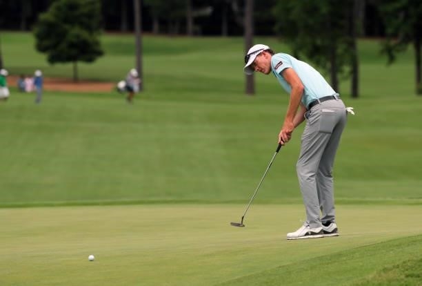 Jonathan Hodge putts on the third hole during the third round of the BMW Charity Pro-Am presented by Synnex Corporation at the Thornblade Club on...