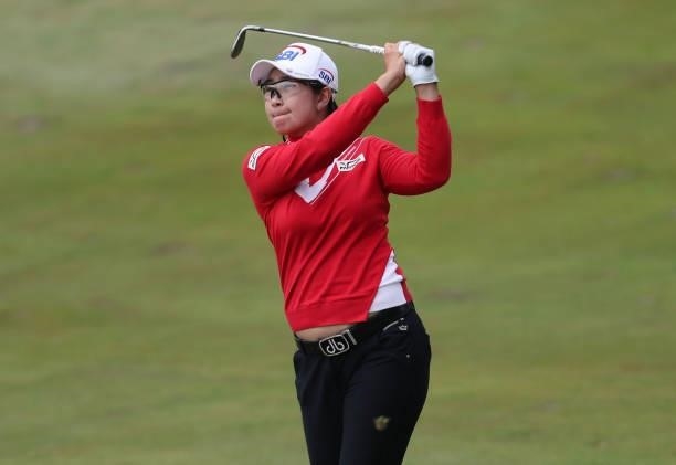 Lim Kim of South Korea hits a shot on the 8th hole during the round three of the LPGA Mediheal Championship at Lake Merced Golf Club on June 12, 2021...
