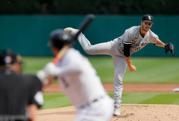 Dylan Cease of the Chicago White Sox pitches against the Detroit Tigers during the first inning at Comerica Park on June 12 in Detroit, Michigan. The...