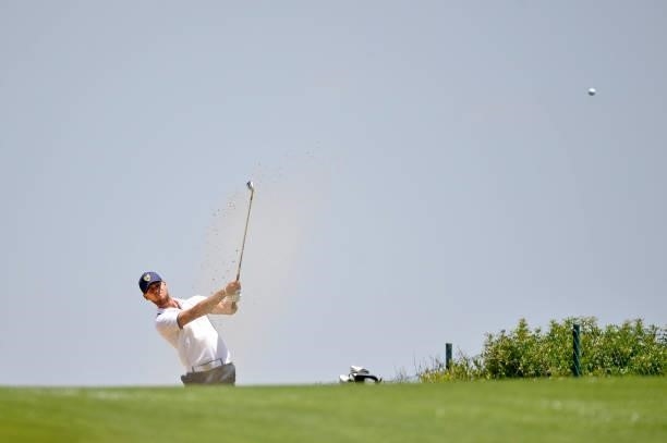 Hurly Long of Germany plays his second shot on the sixth hole during Day Four of the Challenge de Cadiz at Iberostar Real Club de Golf Novo Sancti...