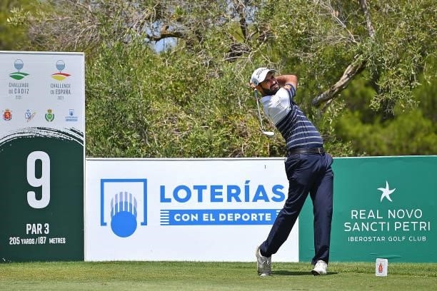 Santiago Tarrio of Spain tees off on the ninth hole during Day Four of the Challenge de Cadiz at Iberostar Real Club de Golf Novo Sancti Petri on...