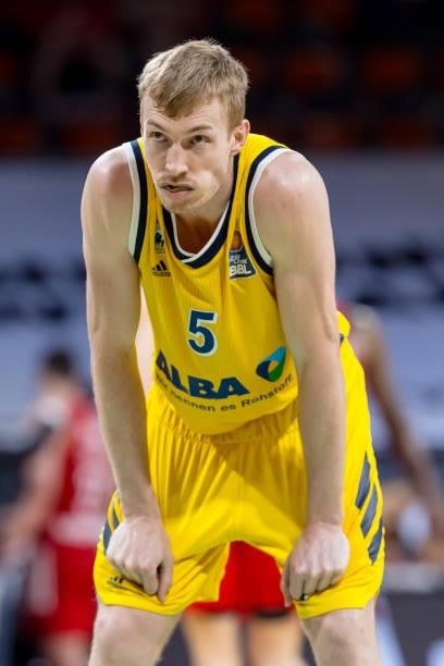 Niels Giffey of Alba Berlin looks on during the easy credit BBL Play Off Final match between FC Bayern Muenchen and Alba Berlin at Audi-Dome on June...