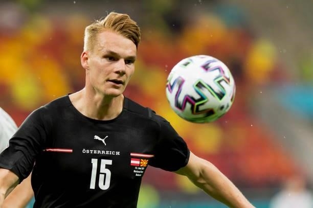 Philipp Lienhart of Austria controls the ball during the UEFA Euro 2020 Championship Group C match between Austria and North Macedonia at National...