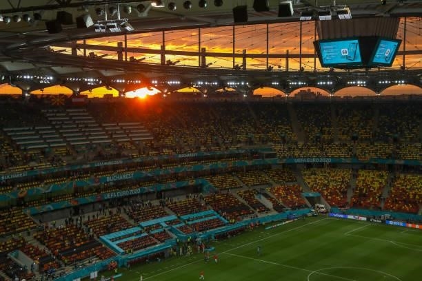 General view of the National Arena Stadium at sunset during the UEFA Euro 2020 Championship Group C match between Austria and North Macedonia on June...