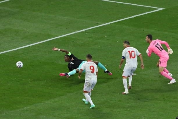 Goran Pandev scores a goal for North Macedonia during the UEFA Euro 2020 Championship Group C match between Austria and North Macedonia on June 13,...