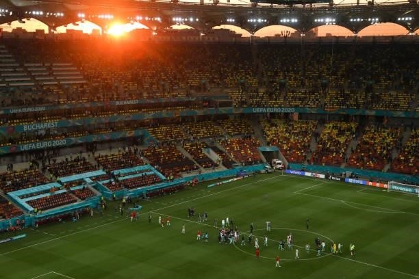General view of the National Arena Stadium at sunset during the UEFA Euro 2020 Championship Group C match between Austria and North Macedonia on June...