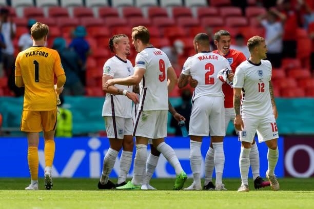 Players of England are seen after the UEFA Euro 2020 Championship Group D match between England and Croatia at Wembley Stadium on June 13, 2021 in...